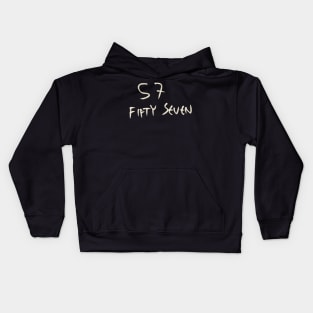 Hand Drawn Letter Number 57 Fifty Seven Kids Hoodie